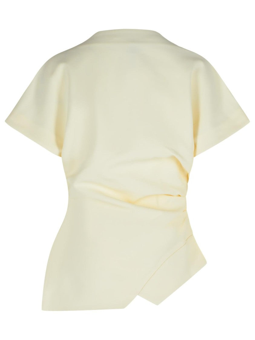 Róhe Draped Asymmetrical T-Shirt With Sculptural Silhouette