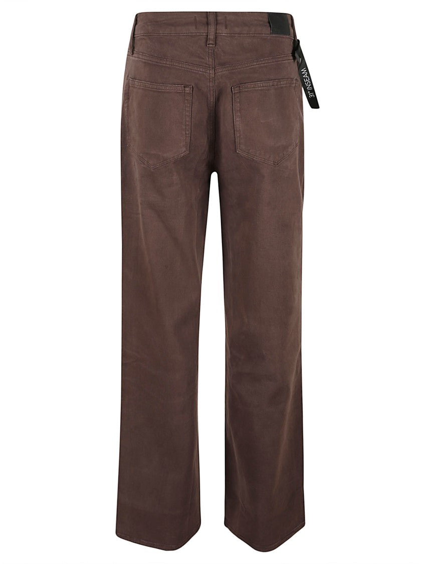 Paige Straight-Leg Pants With Front Yoke Detailing In Rich Brown