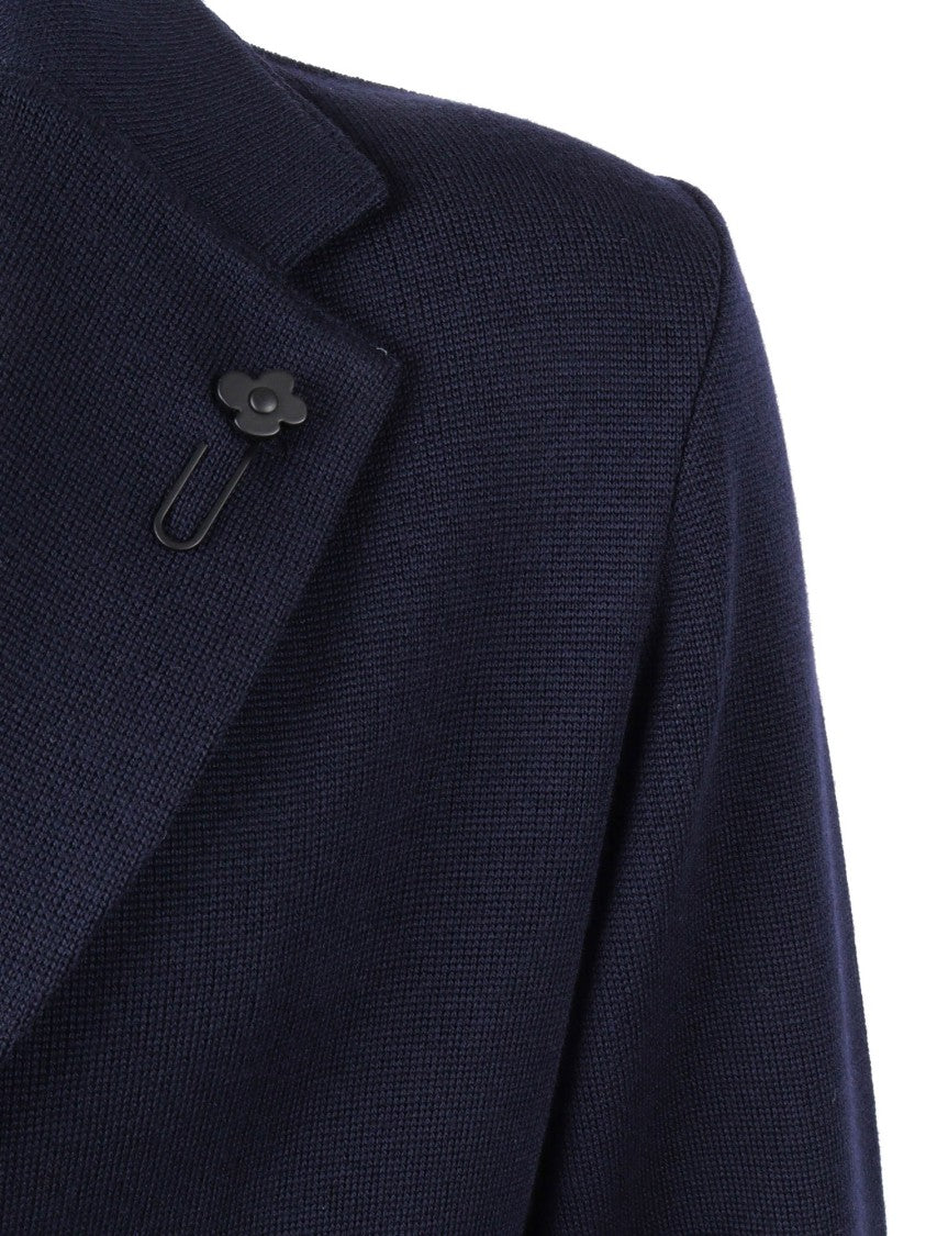 Lardini Tailored Knit Jacket In Deep Navy