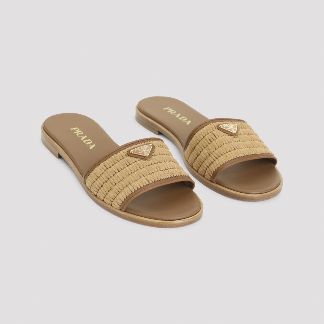 Prada Raffia And Leather Sandals