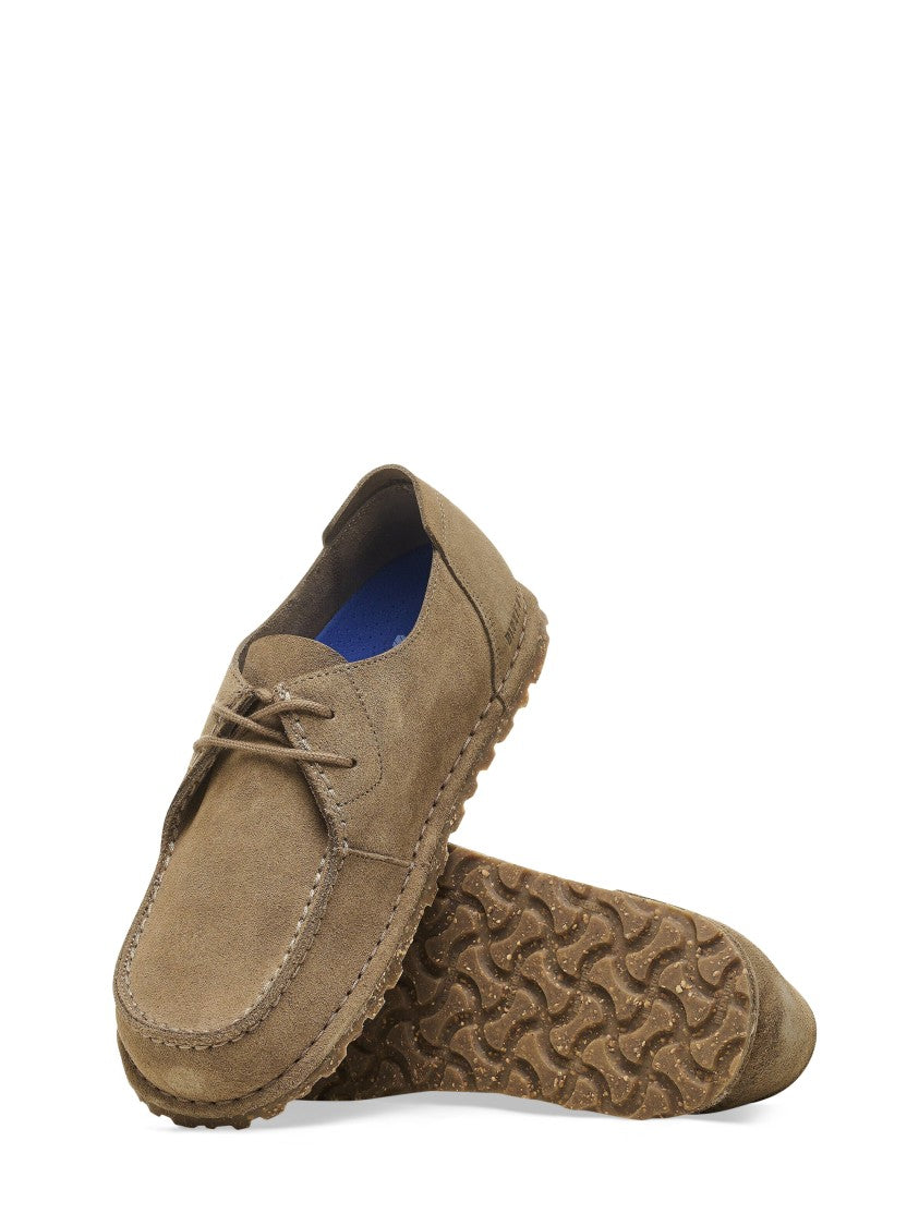 Birkenstock Lace-Up Suede Leather Sandals In Gray Taupe