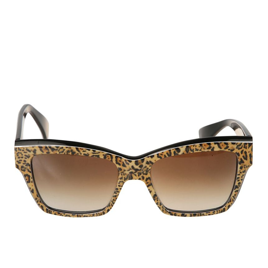Kador Charm Rectangular Leopard Print Sunglasses With Gradient Brown Lenses