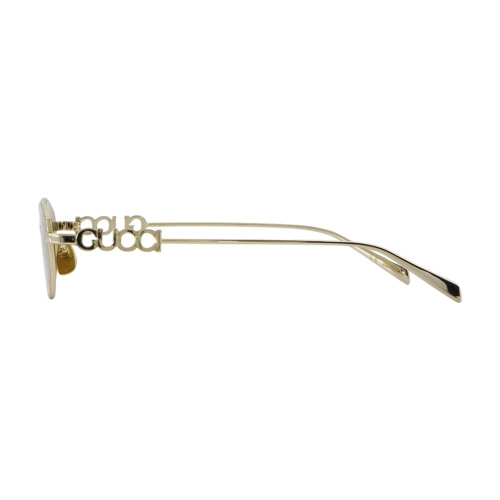 Gucci Elongated Oval Sunglasses With Gold Metal Frame