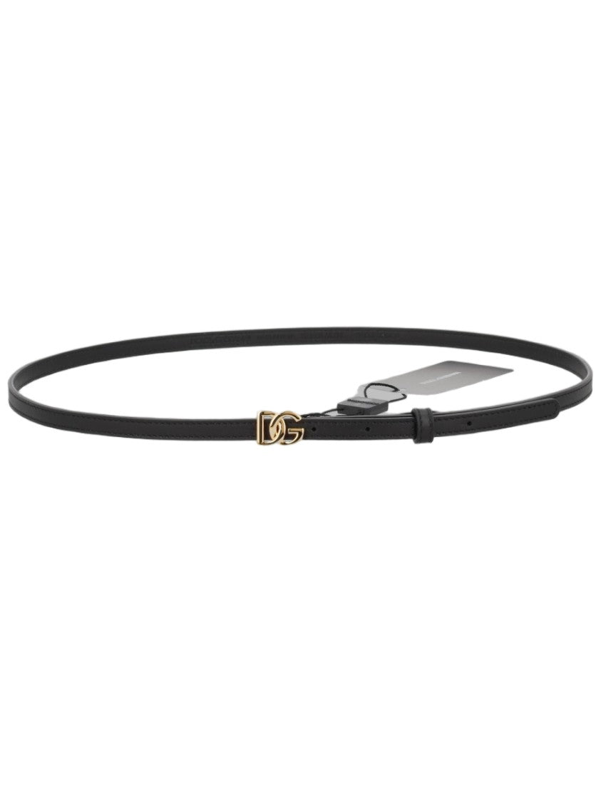 Dolce & Gabbana Slim Black Leather Belt