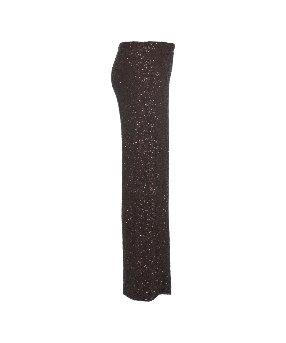 Solotre Flared Sequined Trousers With High Waist Design