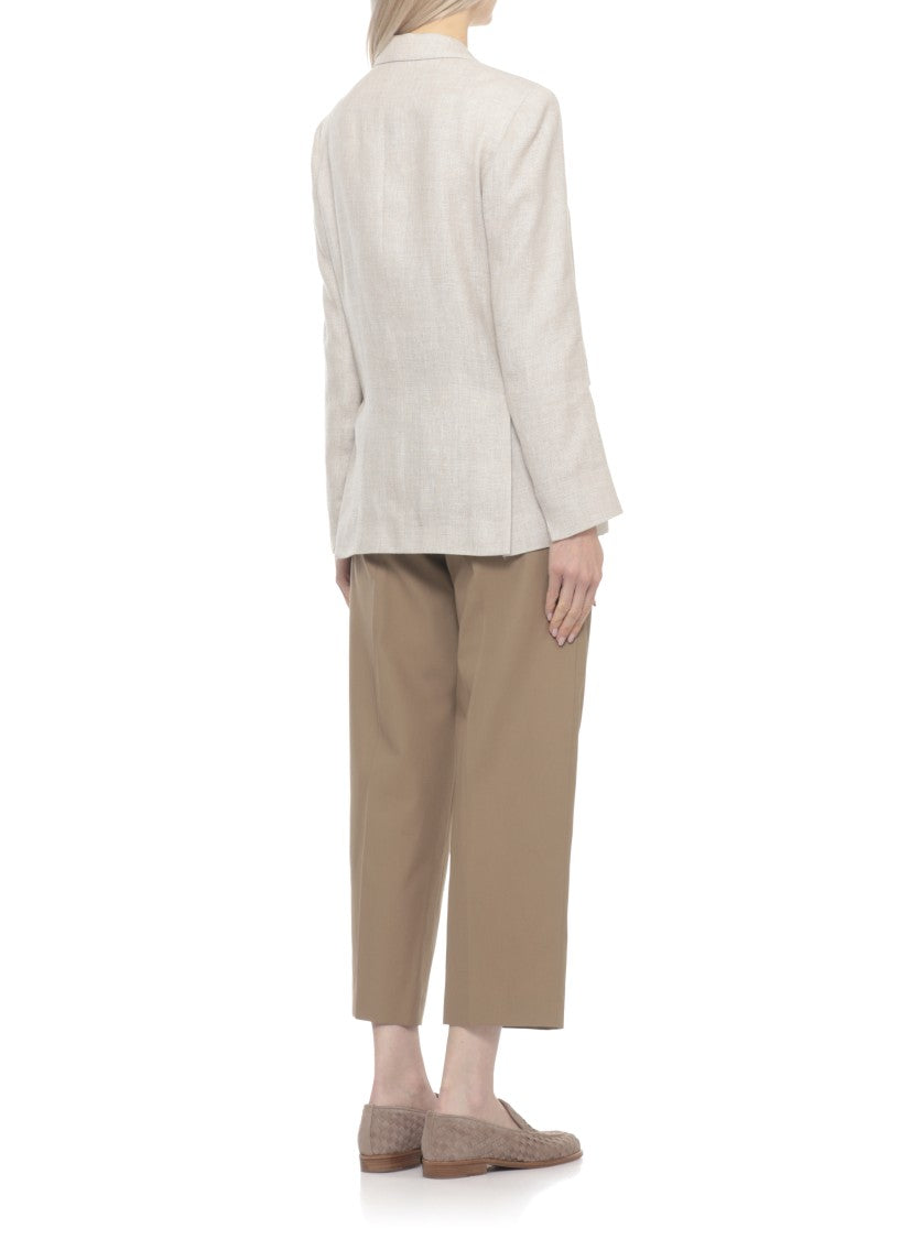 Lardini Beige Linen Classic Lapel Blazer