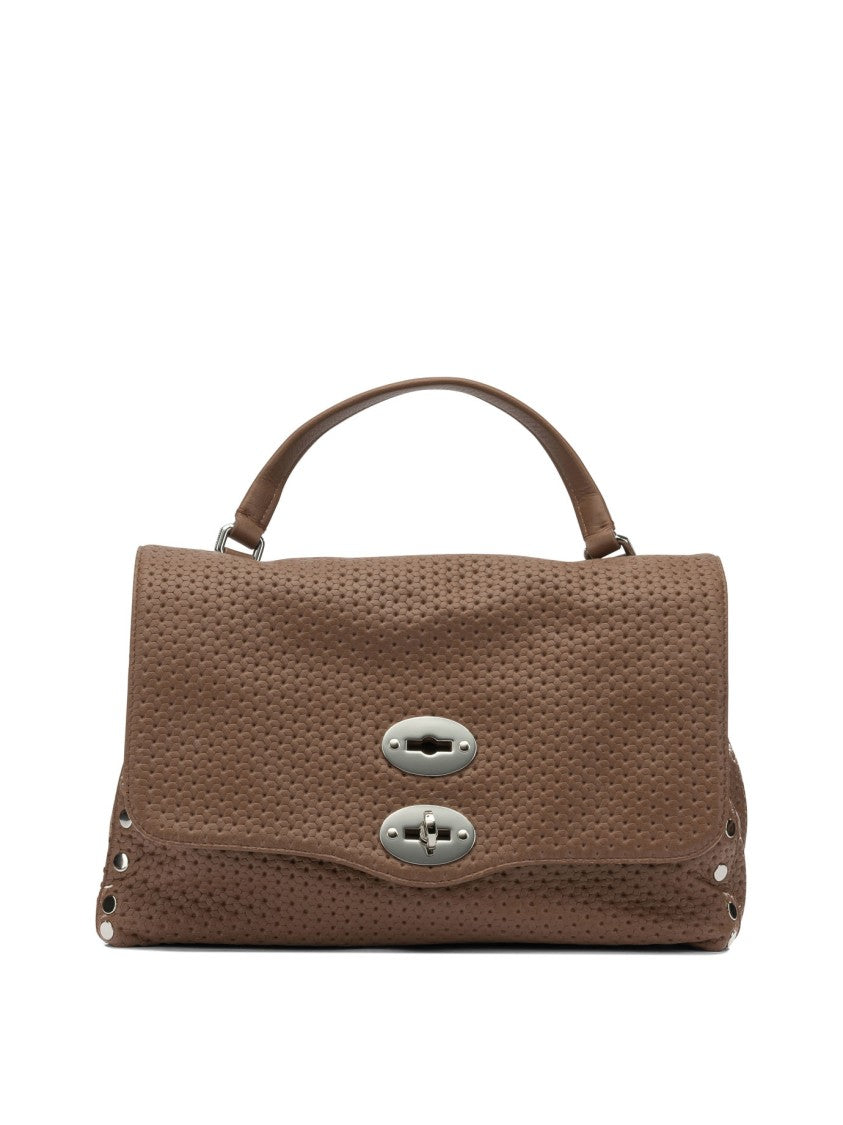 Zanellato Structured Perforated Leather Handbag With Silver-Tone Details