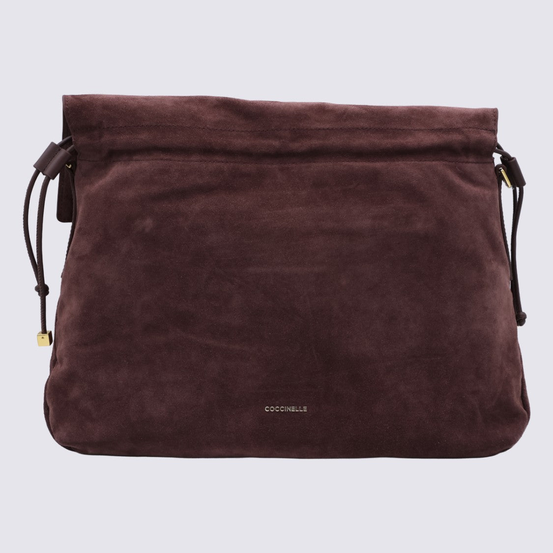 Coccinelle Suede Bag With Fold-Over Flap And Drawstring Details