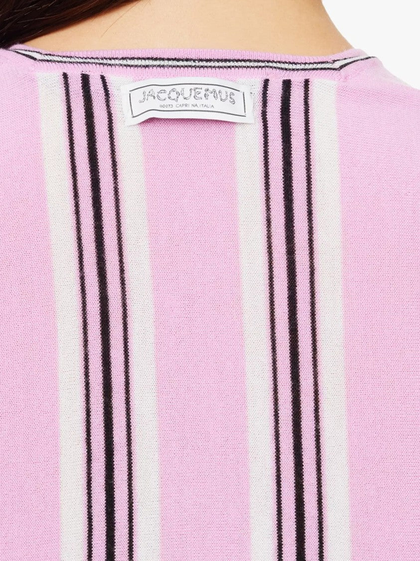 Jacquemus Cropped Vertical Stripe Cardigan With Button-Down Front