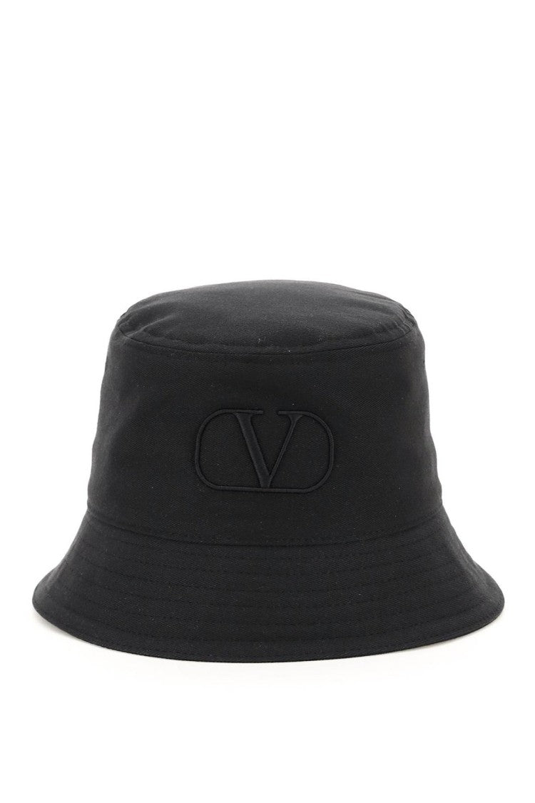 Valentino Garavani Classic Black Bucket Hat With Embroidered Logo