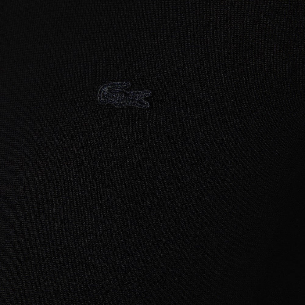Lacoste Merino Wool Pullover With Ribbed V-Neck And Embroidered Detail