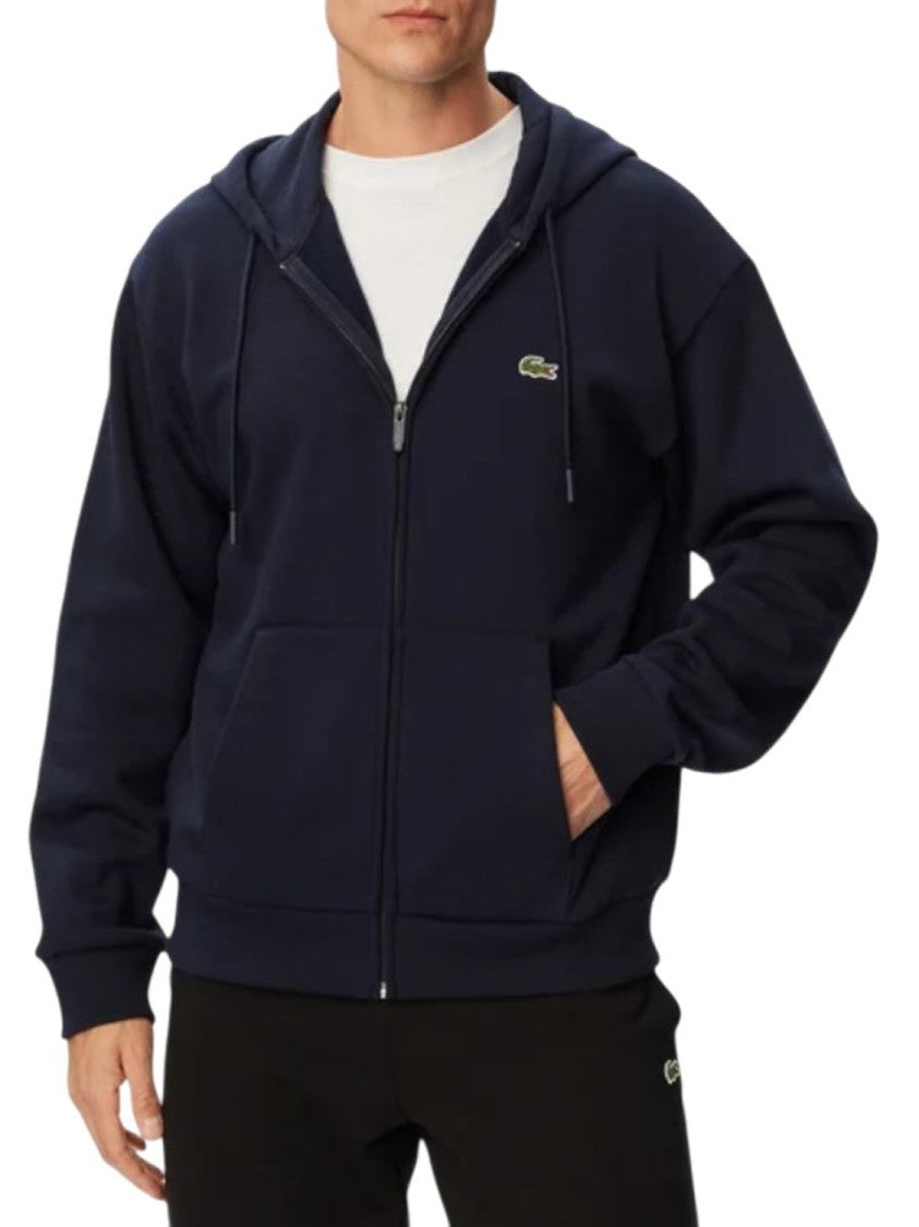 Lacoste Men's Blue Embroidered Zip-Up Hoodie
