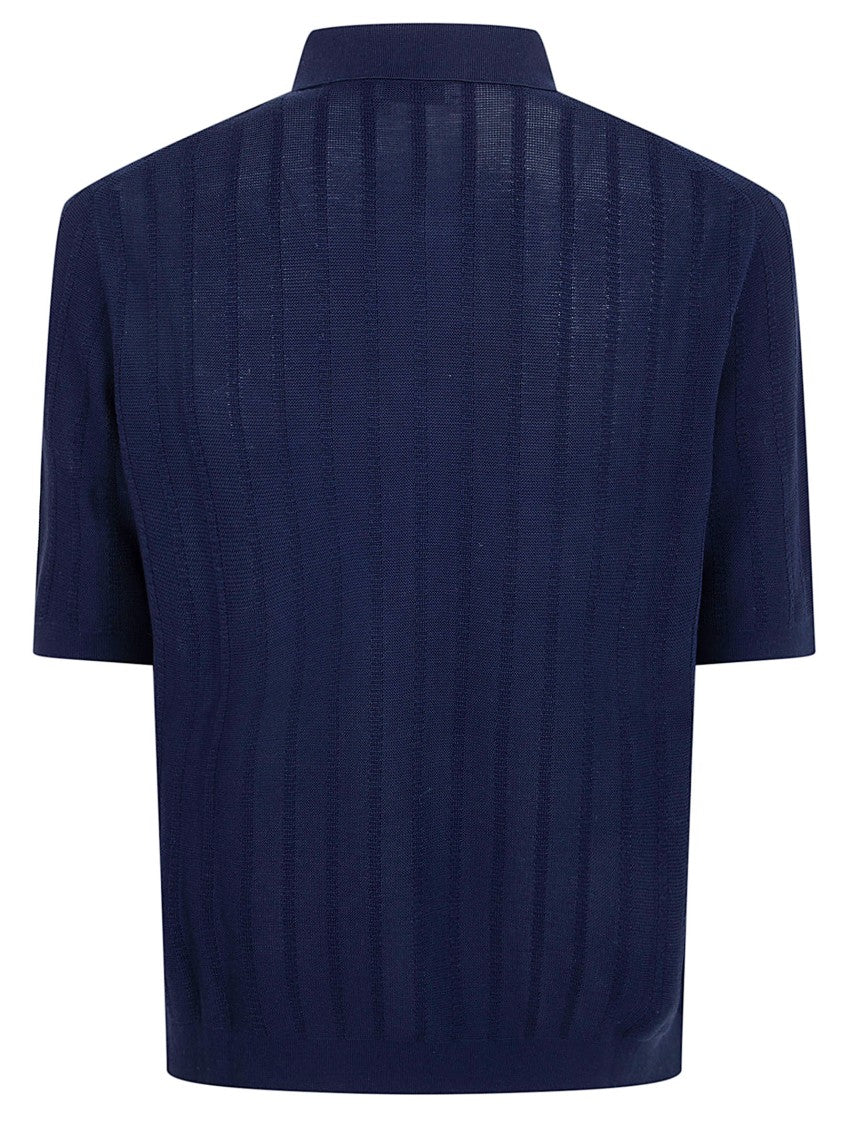 Ballantyne Short-Sleeved Button-Up Shirt With Vertical Stripe Pattern
