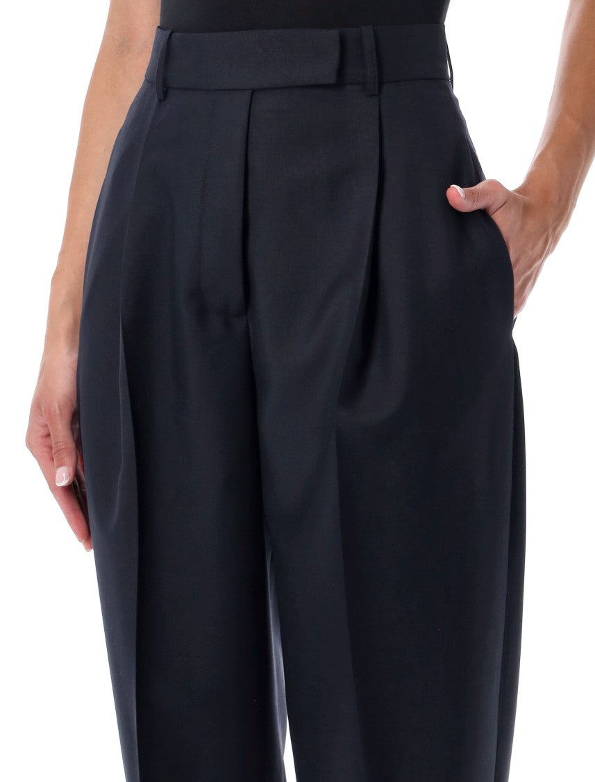Róhe Daria Pleated Wool-Mohair Tapered Pants