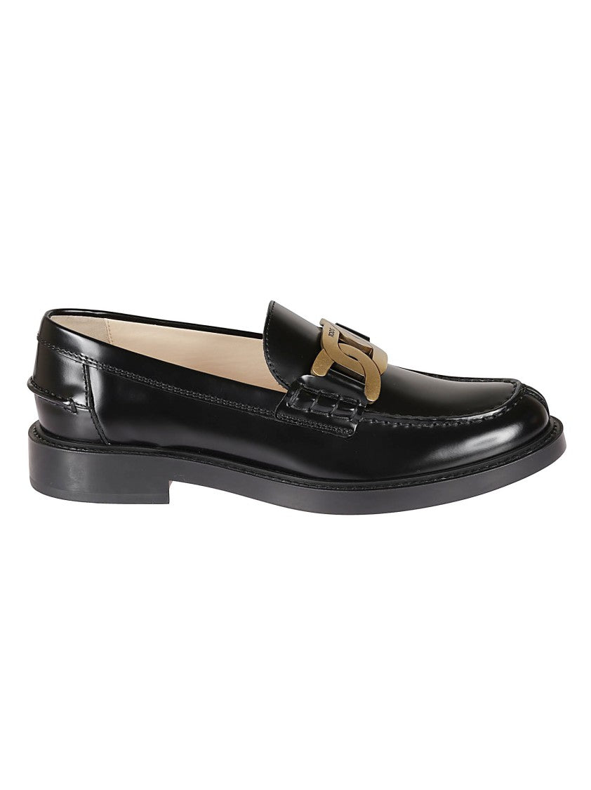 Tod's Polished Leather Loafers With Gold-Tone Buckle Detail