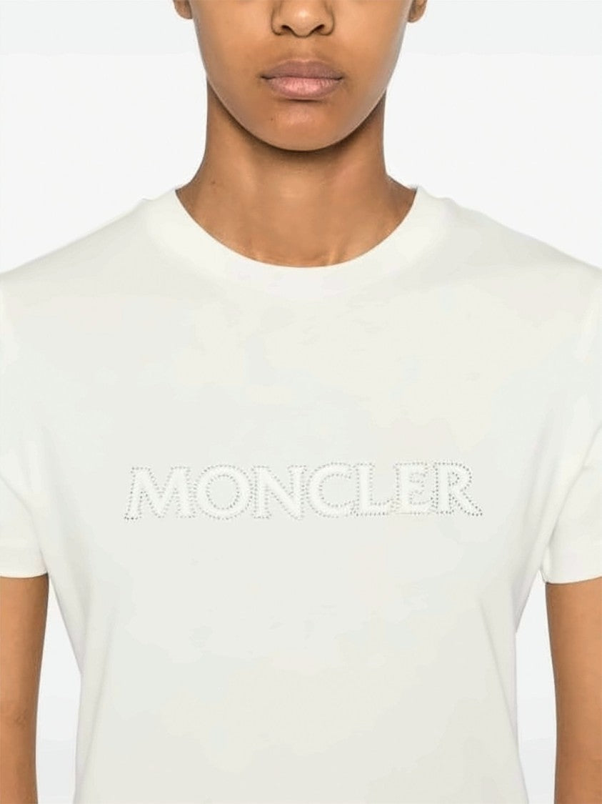 Moncler Cotton T-Shirt With Tonal Logo Embroidery