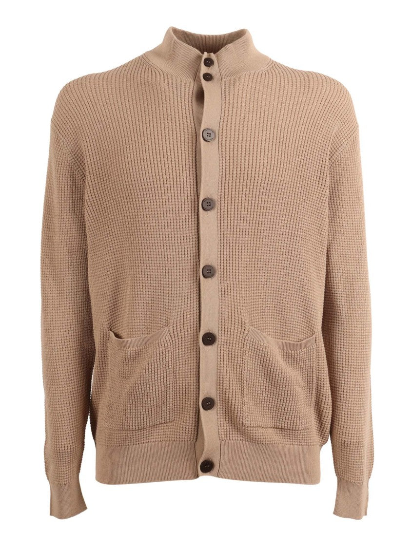 Ballantyne Textured Knit Cardigan With High Collar