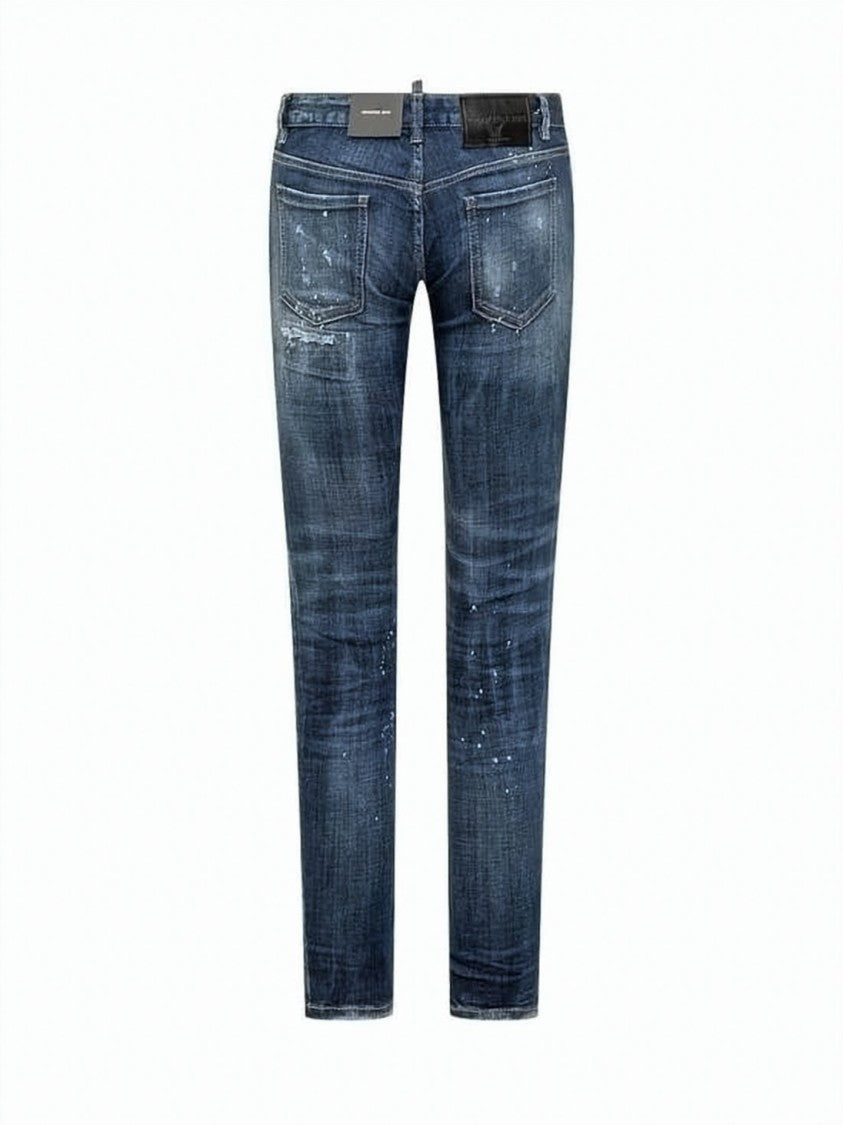 Dsquared2 Distressed Slim Fit Denim Pants With Tapered Leg