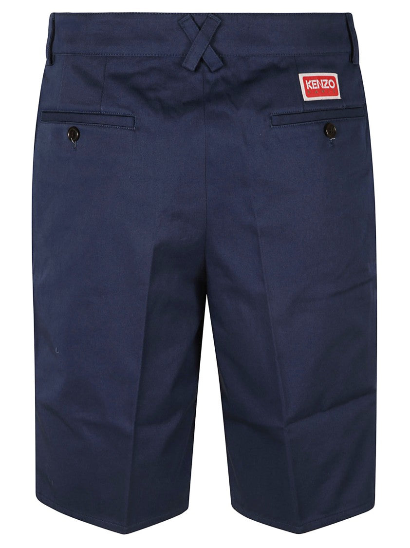 Kenzo Tailored Blue Shorts With Button Closure