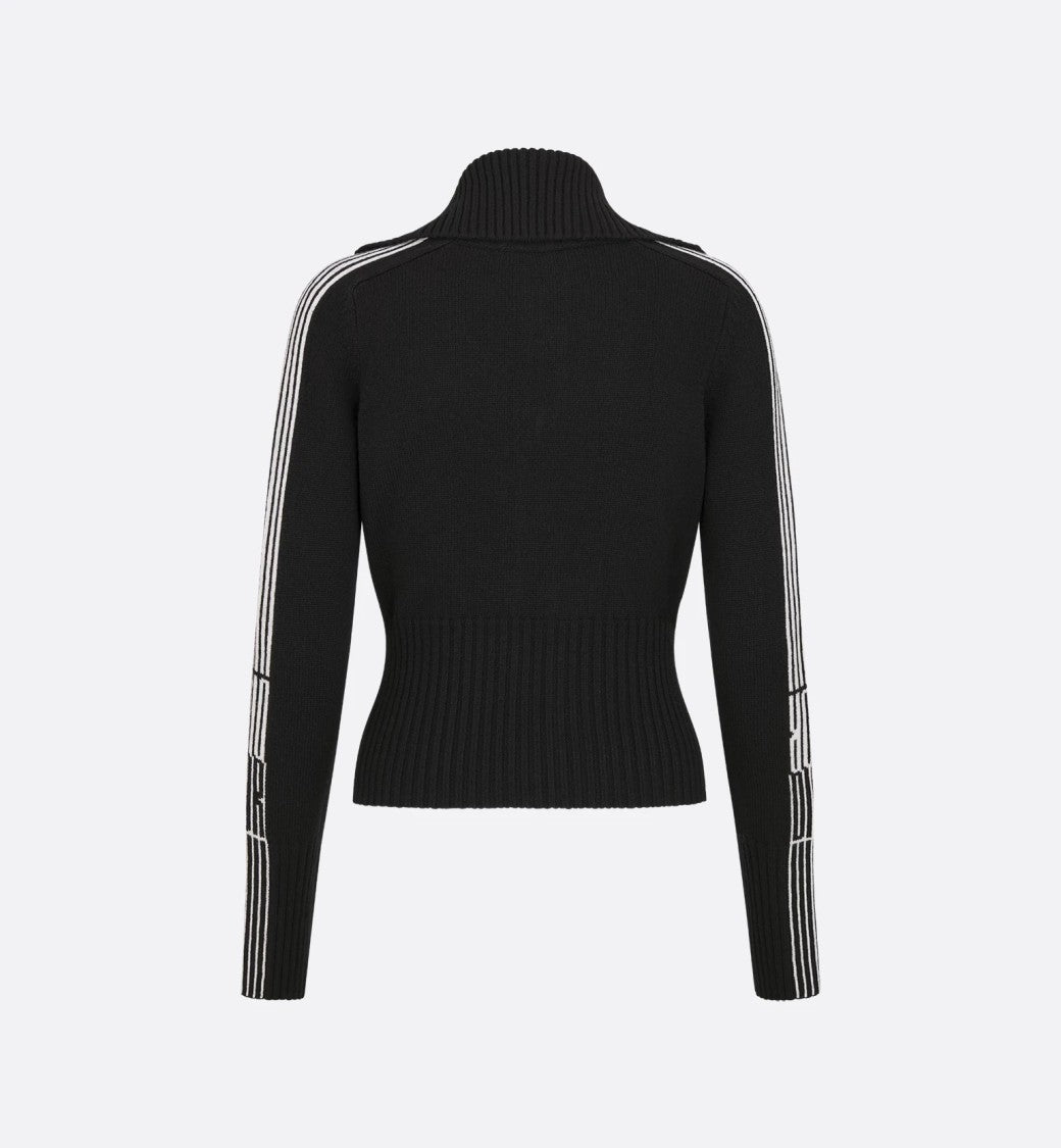 Christian Dior Black Fitted Zip-Up Stripe Accents Jacket