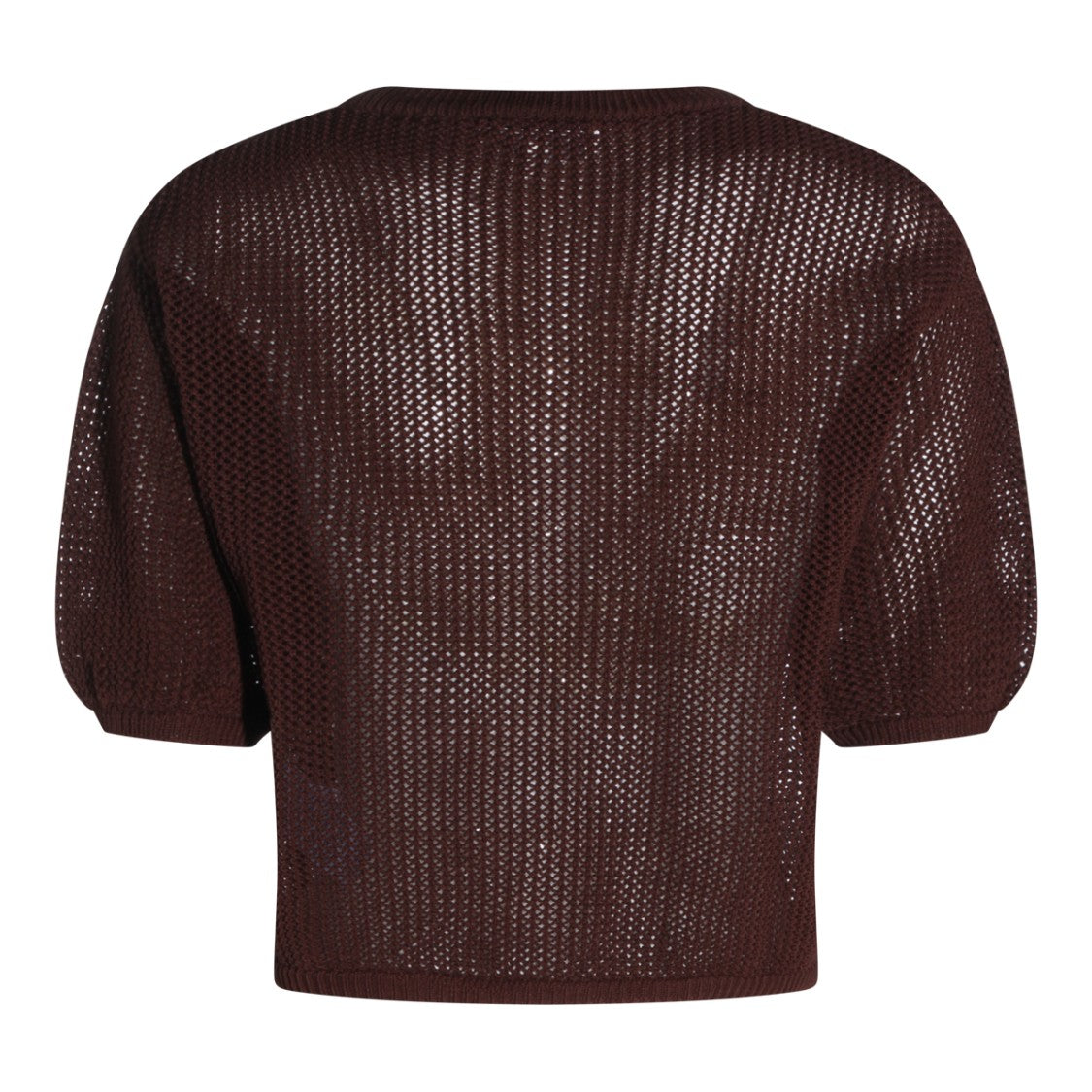Antonelli Firenze Open-Weave Knitted Sweater With Puff Sleeves