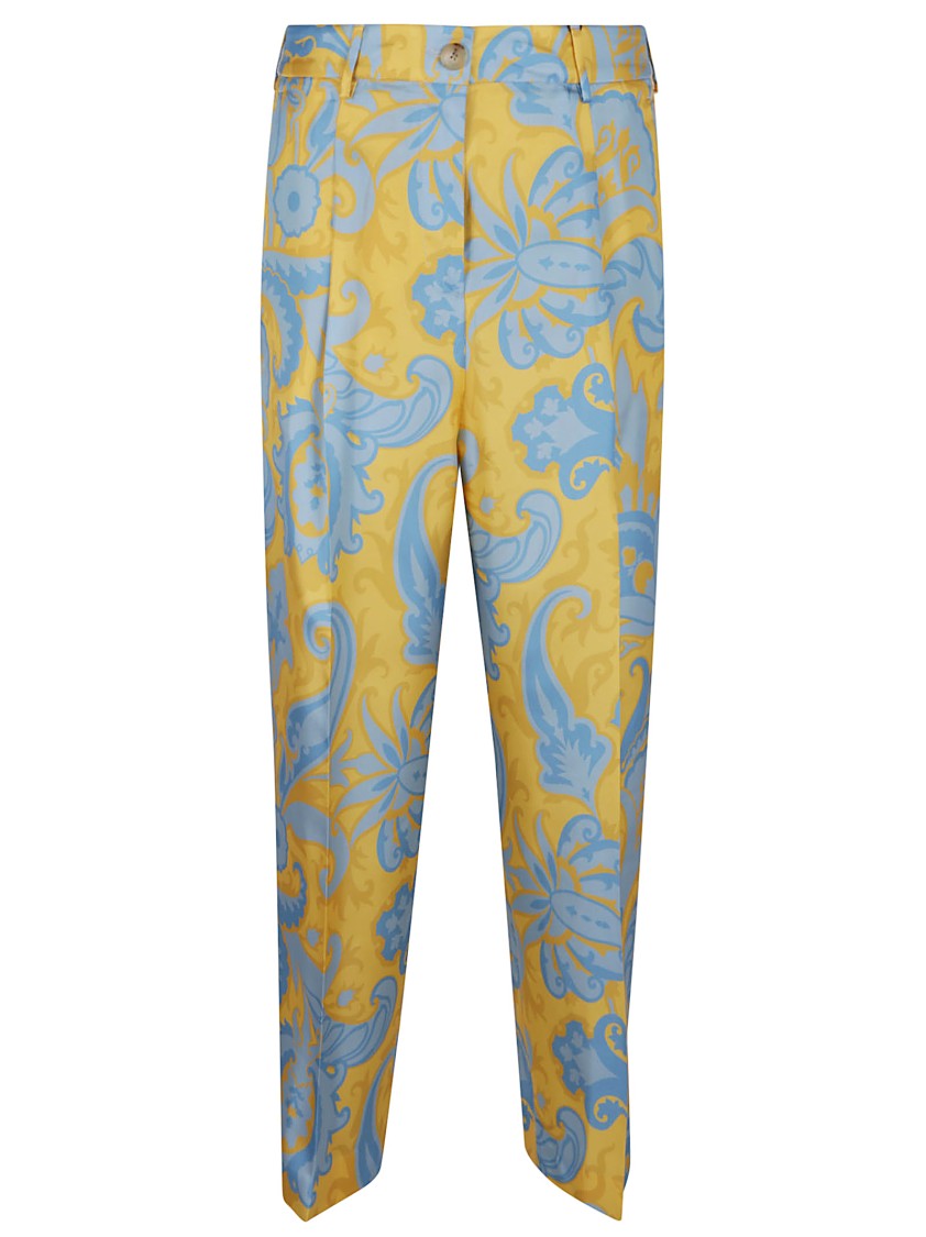 Etro Floral Silk Trousers With Elegant Silhouette