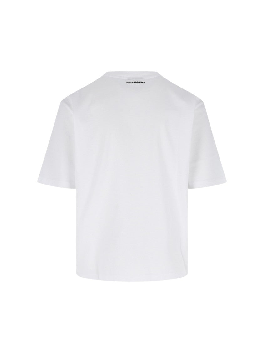 Dsquared2 White Iconique Logo Crew Neck T-Shirt