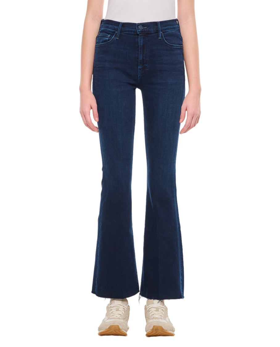 Mother Mid-Rise Flare Denim Pants With Frayed Hem