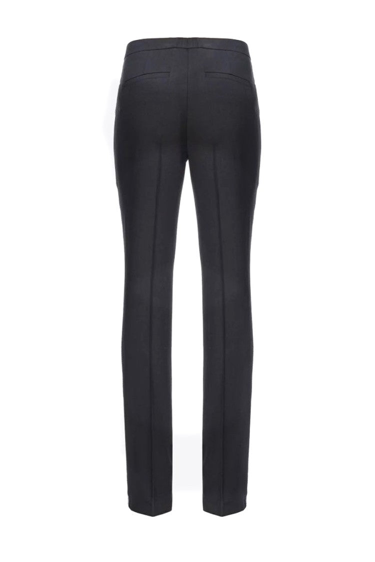 Pinko Black Viscose-Wool Tweed-Stripe Skinny Pants