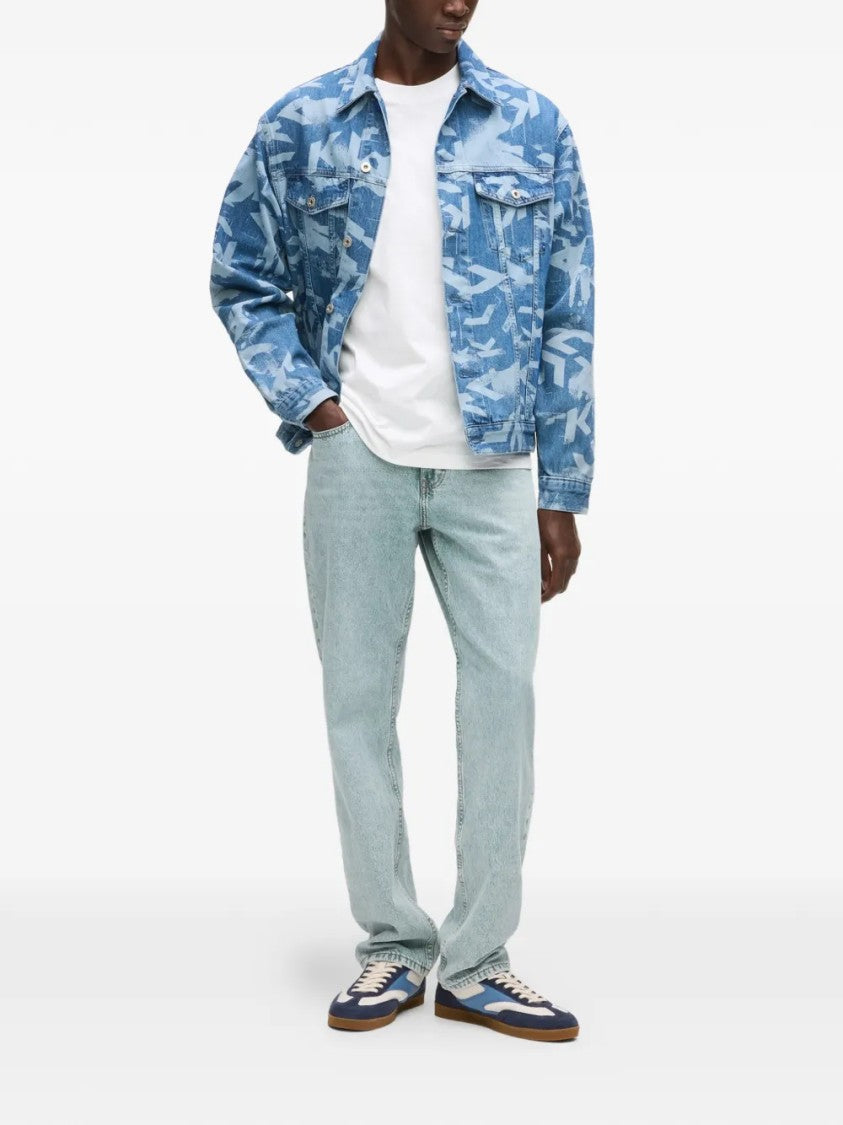 Karl Lagerfeld Light Blue Straight-Leg Jeans With Classic Five-Pocket Styling