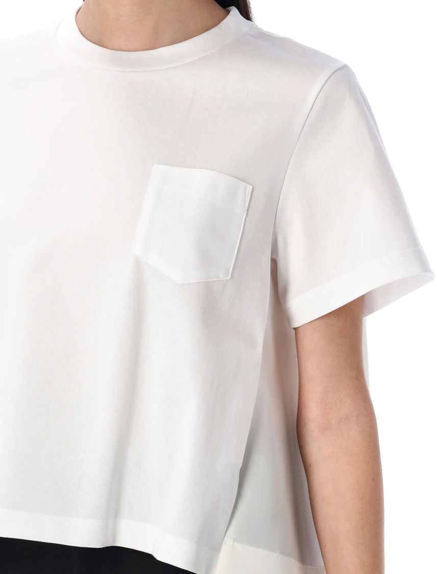 Sacai Nylon Twill Mix Cotton Jersey T-Shirt