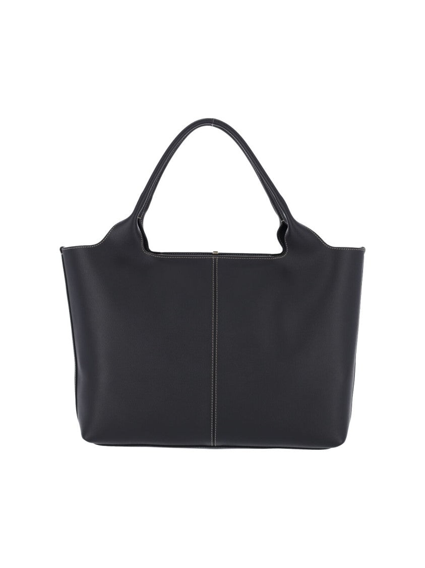 Tod's Black Calfskin Medium Tote Bag