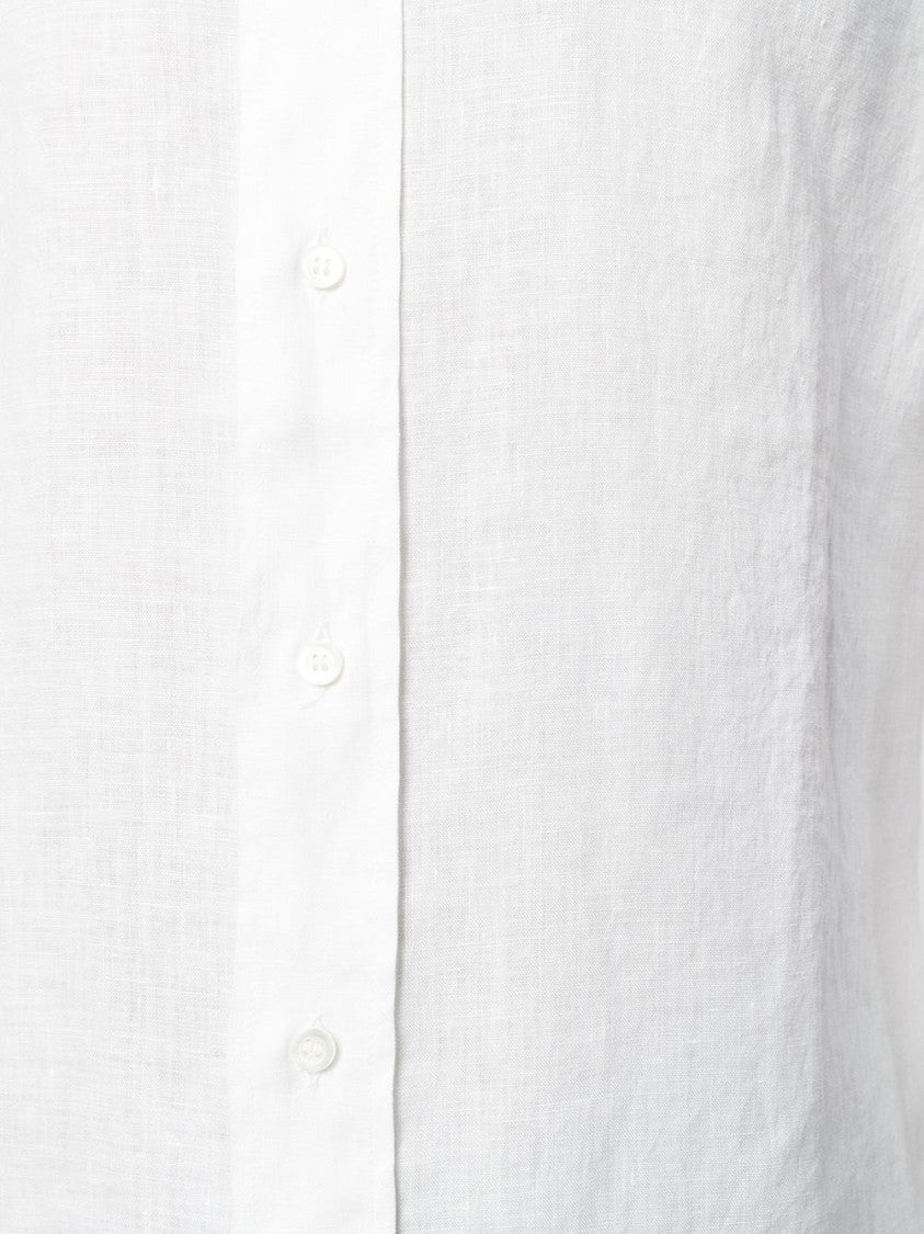 Aspesi Long-Sleeved White Shirt With Mandarin Collar