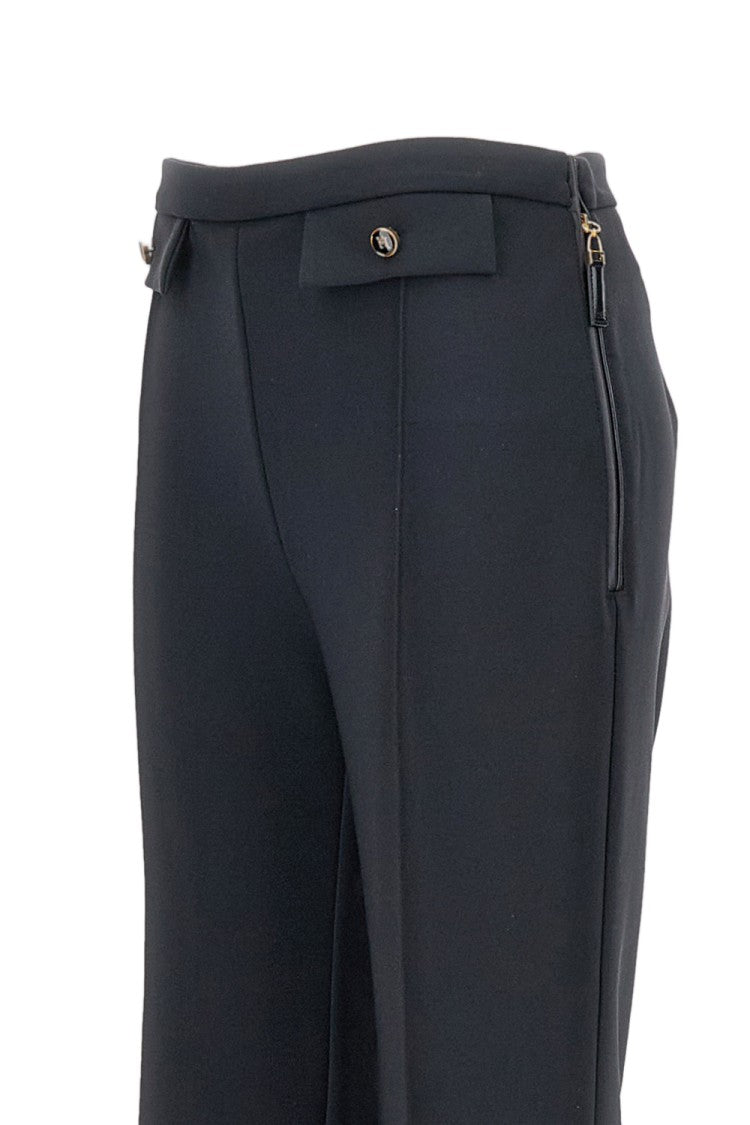 Elisabetta Franchi Tailored Black Trousers With Flap Details And Side Zip Closure