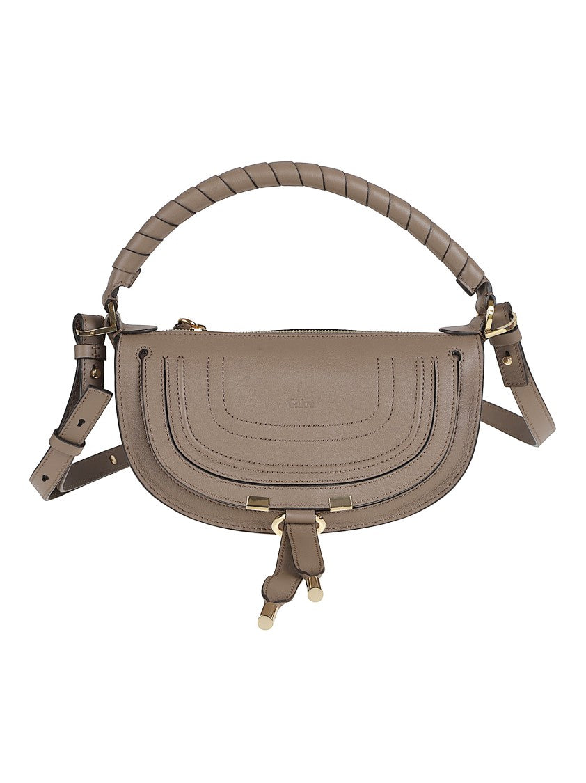 Chloé Crescent-Shaped Leather Bag With Braided Top Handle And Gold-Tone Accents