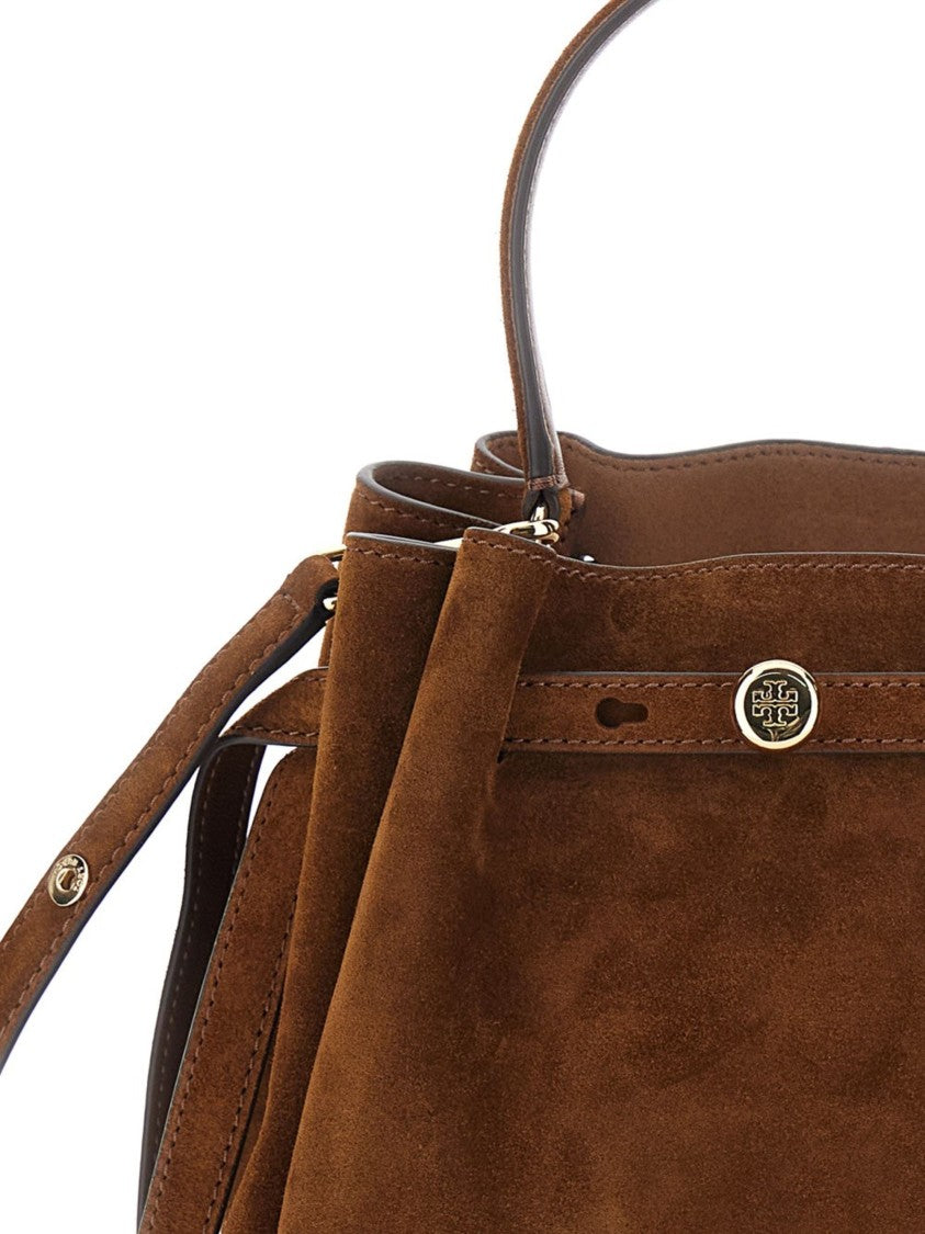 Tory Burch Structured Brown Suede Handbag