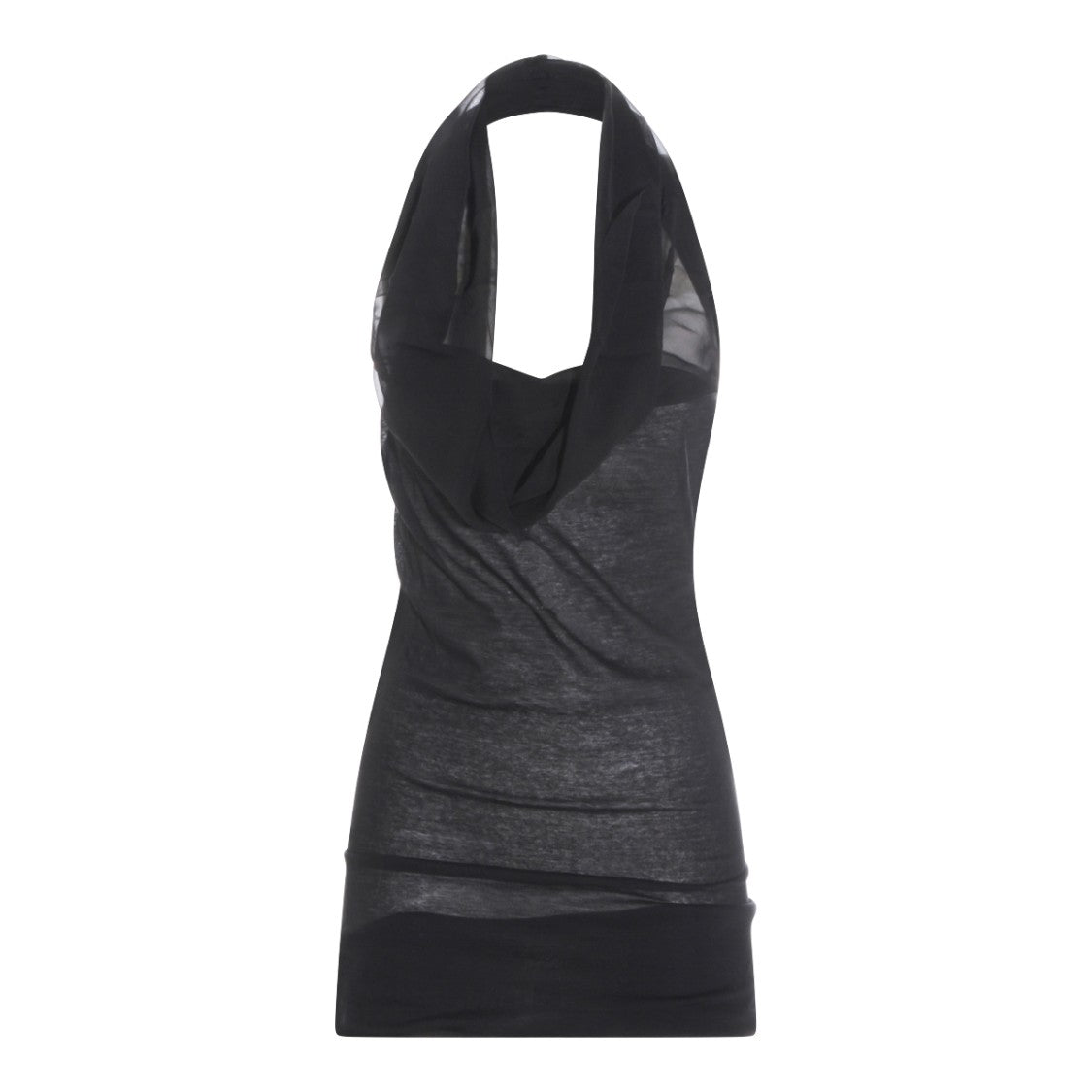 Rick Owens Black Cotton Mesh Tank Top