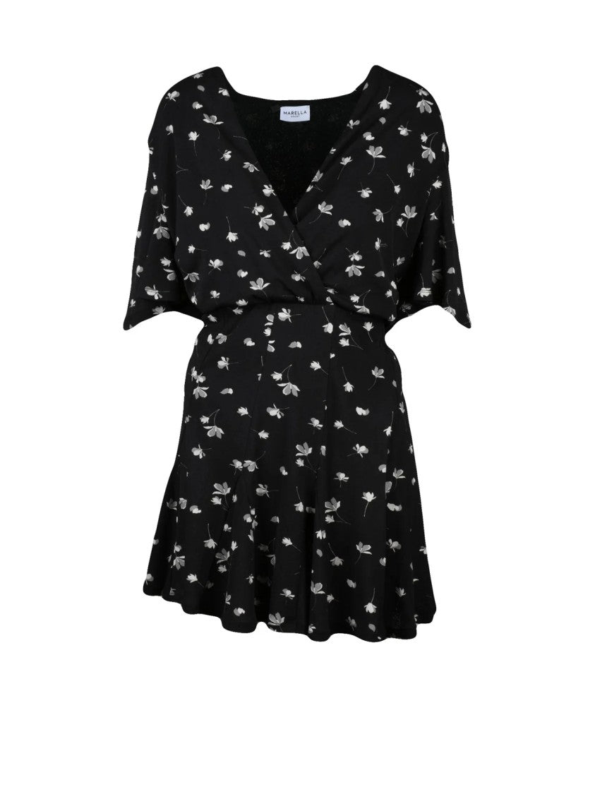 Marella Sport Short Stretch Polyester Dress With Floral Print And V-Neckline