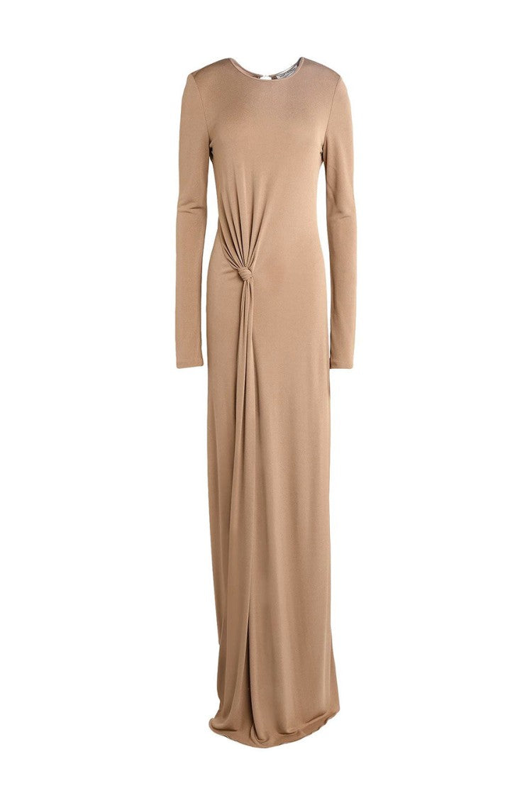 Saint Laurent Beige Viscose Knotted Maxi Dress