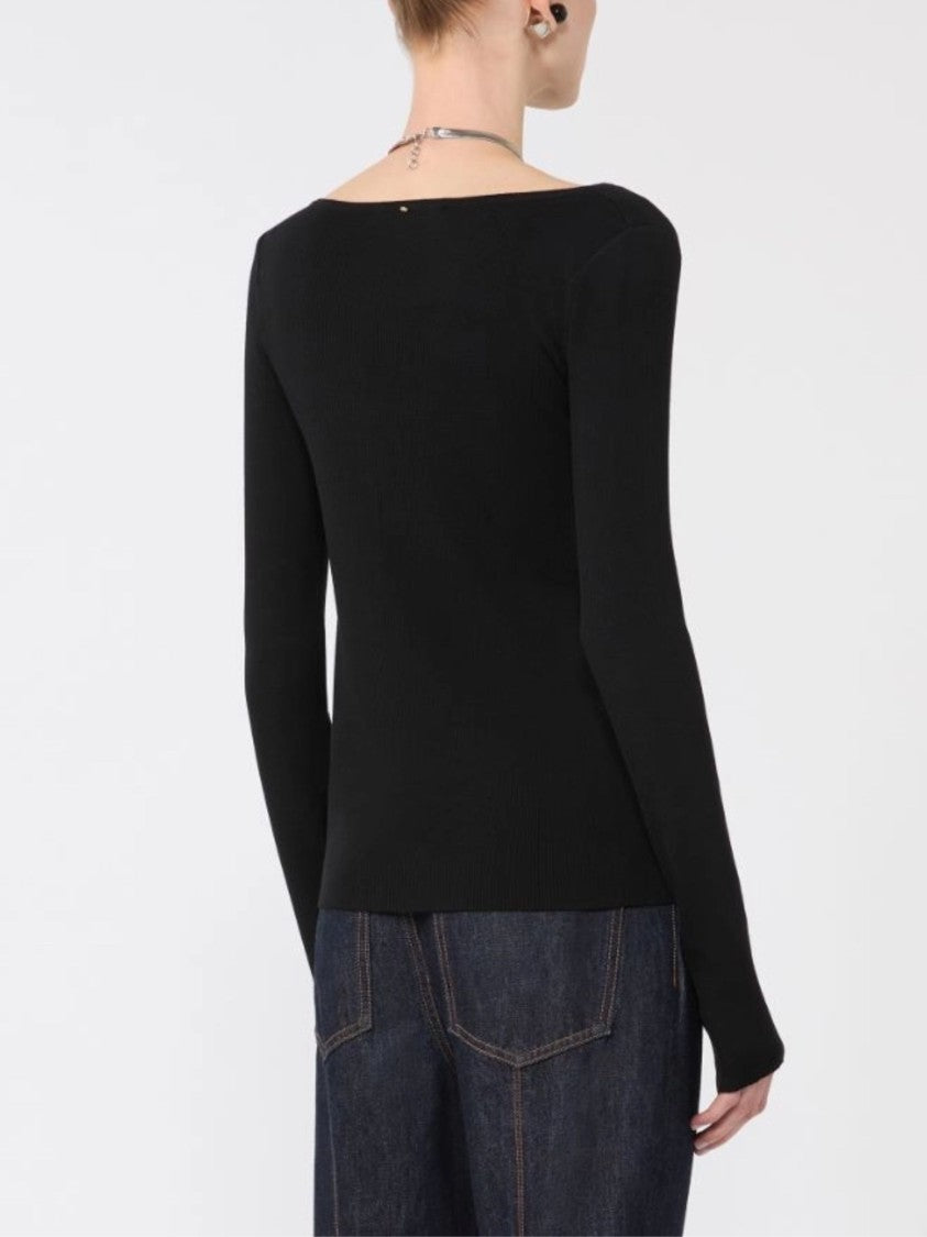 Sportmax Black Boat Neckline Knitted Cardigan