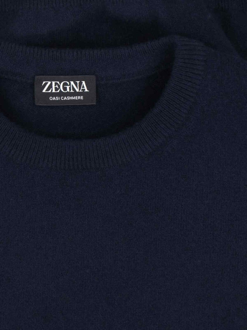 Zegna Cashmere Sweater Blue Navy Shades