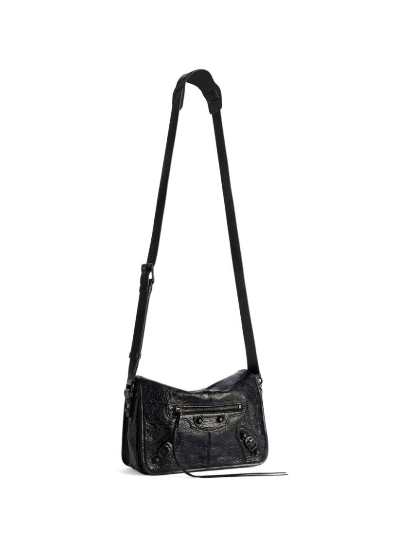 Balenciaga Black Le City Small Lambskin Flap Messenger Bag