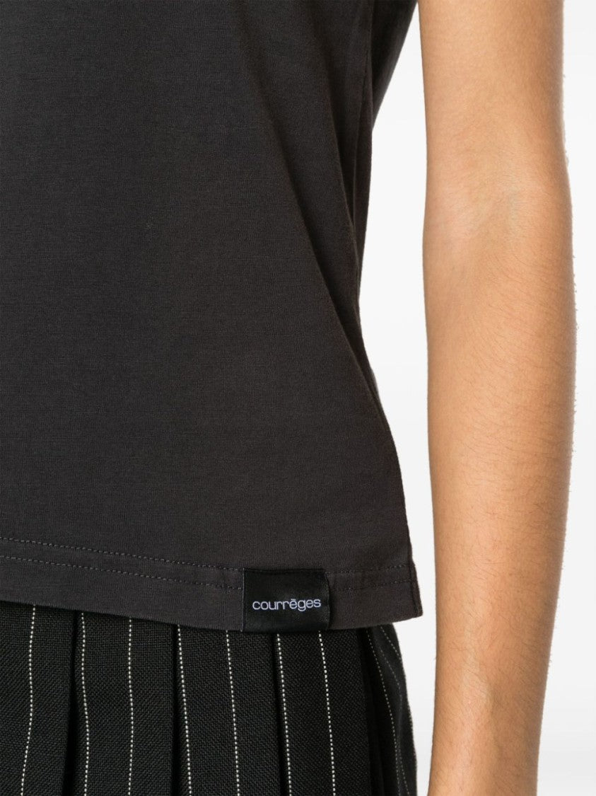 Courrèges Charcoal Grey Cotton Jersey Top