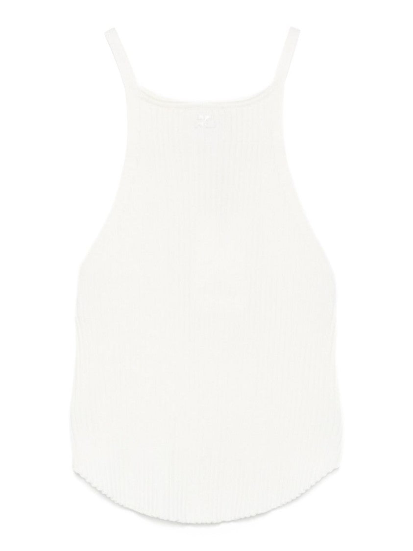 Courrèges Ribbed Halterneck Top With Straight Hemline