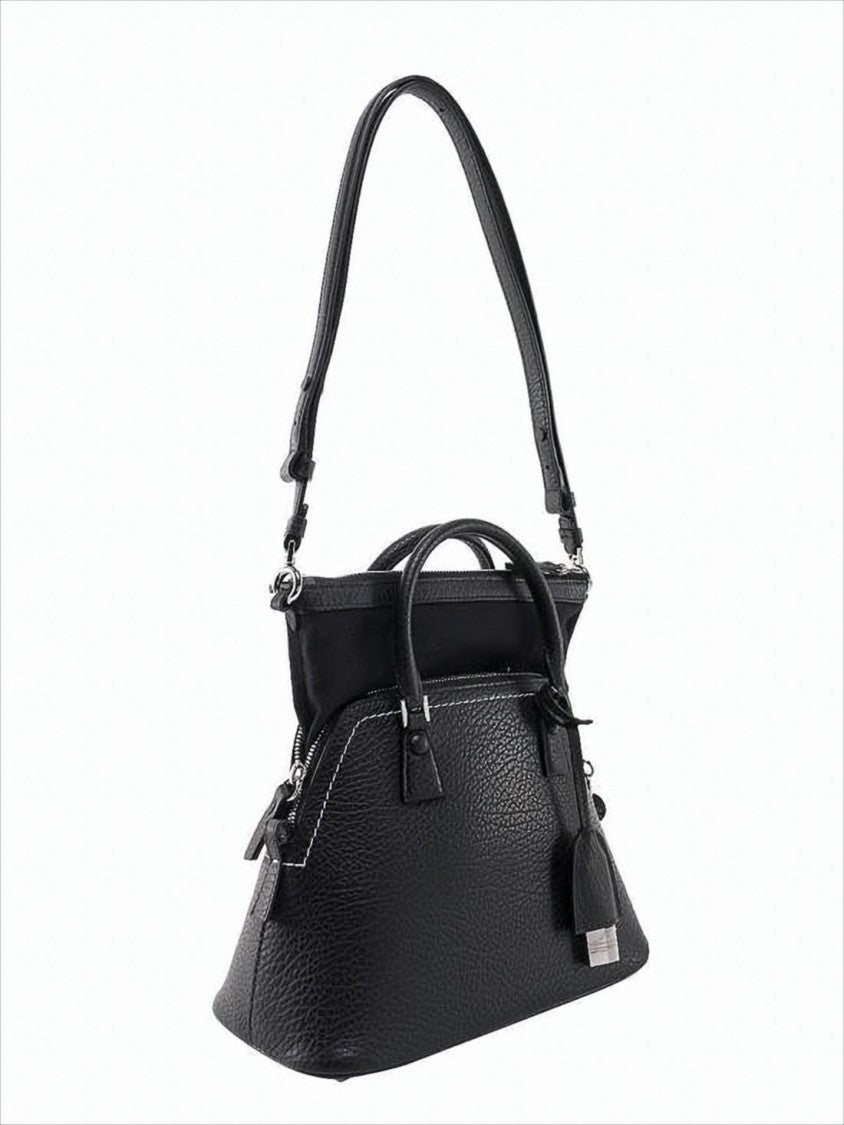 Maison Margiela Trapezoidal Structured Tote Bag In Textured Calf Leather