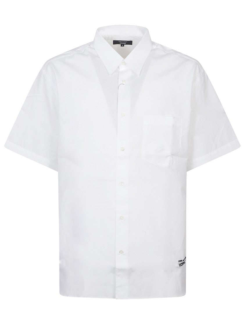 Comme Des Garçons Short-Sleeve White Casual Logo Shirt