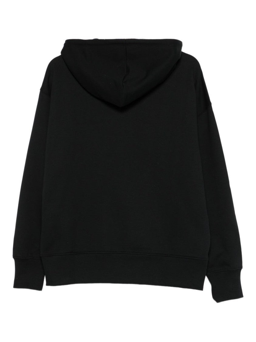 Msgm Black Zip-Up Hoodie With Drawstring Hood