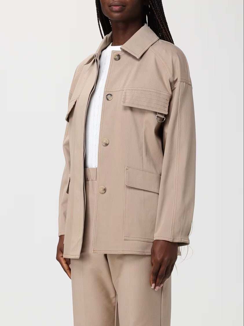 Max Mara Structured Beige Jacket With Belted Waist
