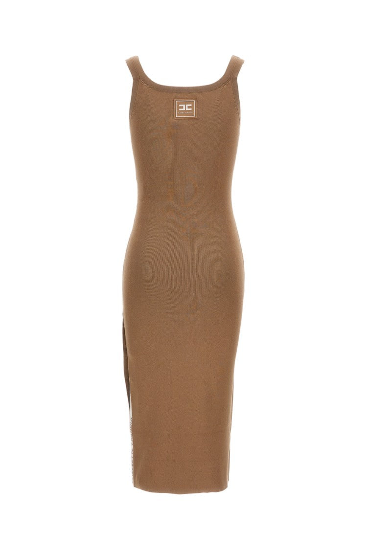 Elisabetta Franchi Sleeveless Fitted Ribbed Knit Long Dress