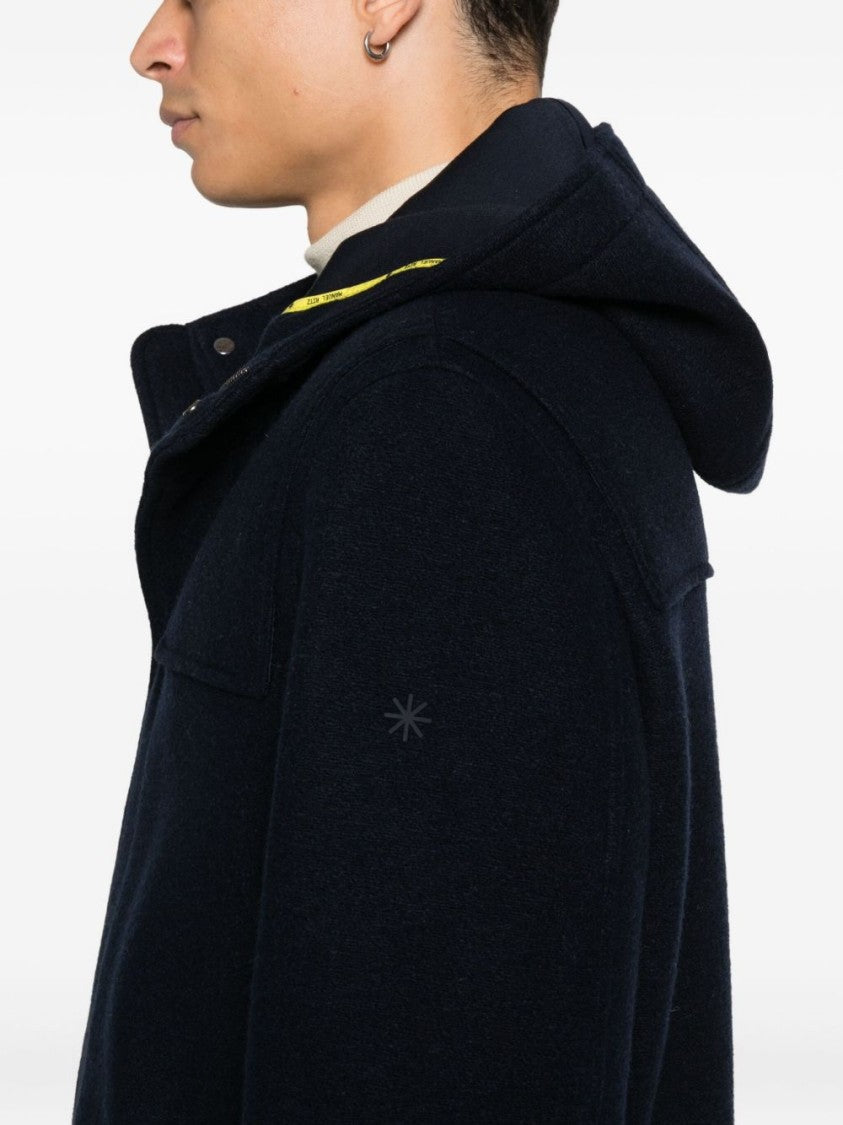 Manuel Ritz Short-Length Wool Coat With Hood And Functional Pockets